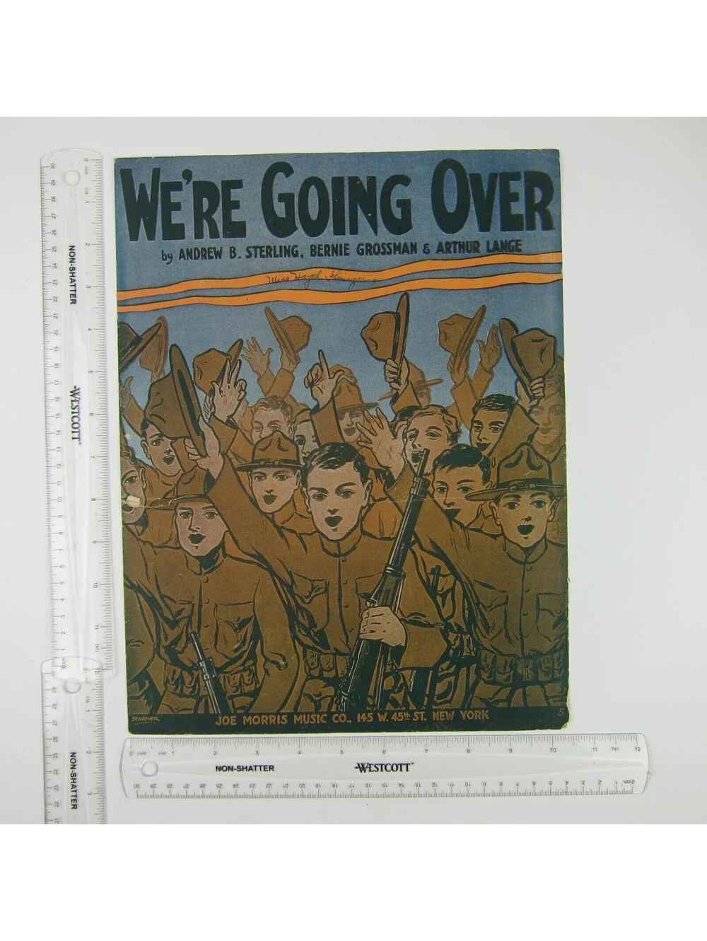 Sheet Music We're Going Over Patriotic Military WWI Sterling Lange Antique 1917
